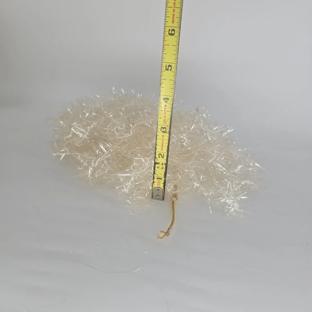 Vintage Tinsel Angel Ornament Nativity Tree Topper Feather Wings Gold Christmas